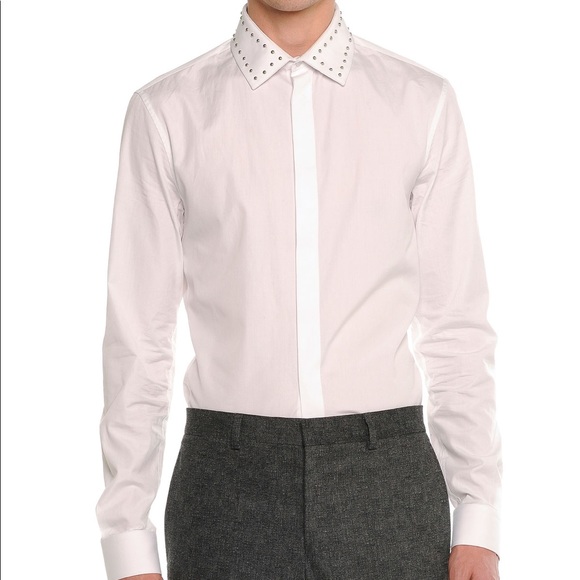 Givenchy Studded-Collar Long-Sleeve White Shirt Size 43